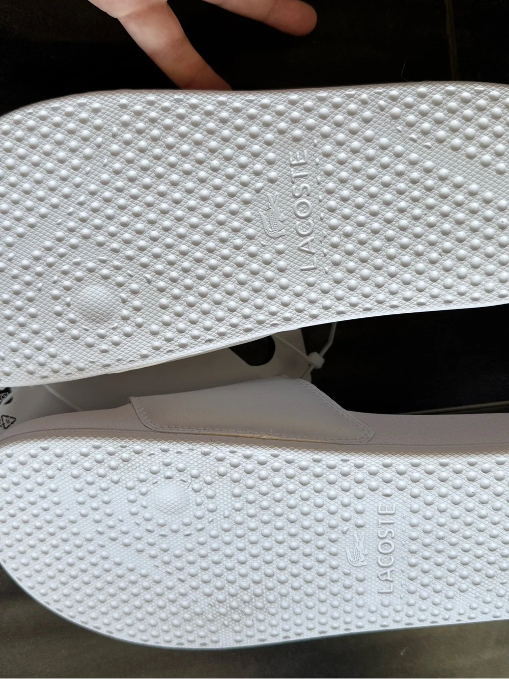 Lacoste White Men Slide Sandals with Green Croc Logo New size 11